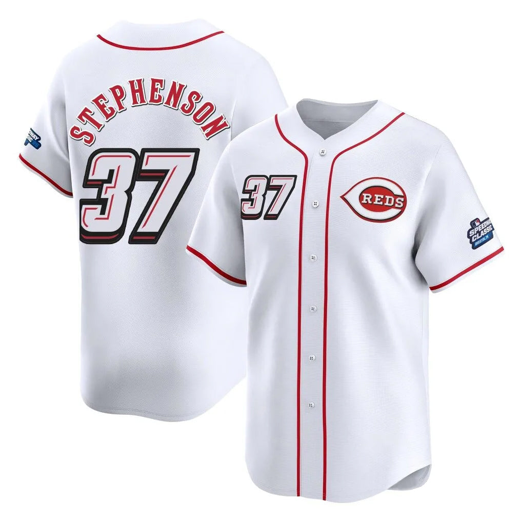 Arlishia C.Reds #37 Tyler Stephenson Player White Speedway Classic Home Limited Stitched Jerseys