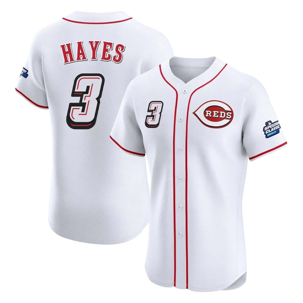 Arlishia C.Reds #3 Ke'Bryan Hayes Player White Speedway Classic Limited Elite Home Stitched Jerseys