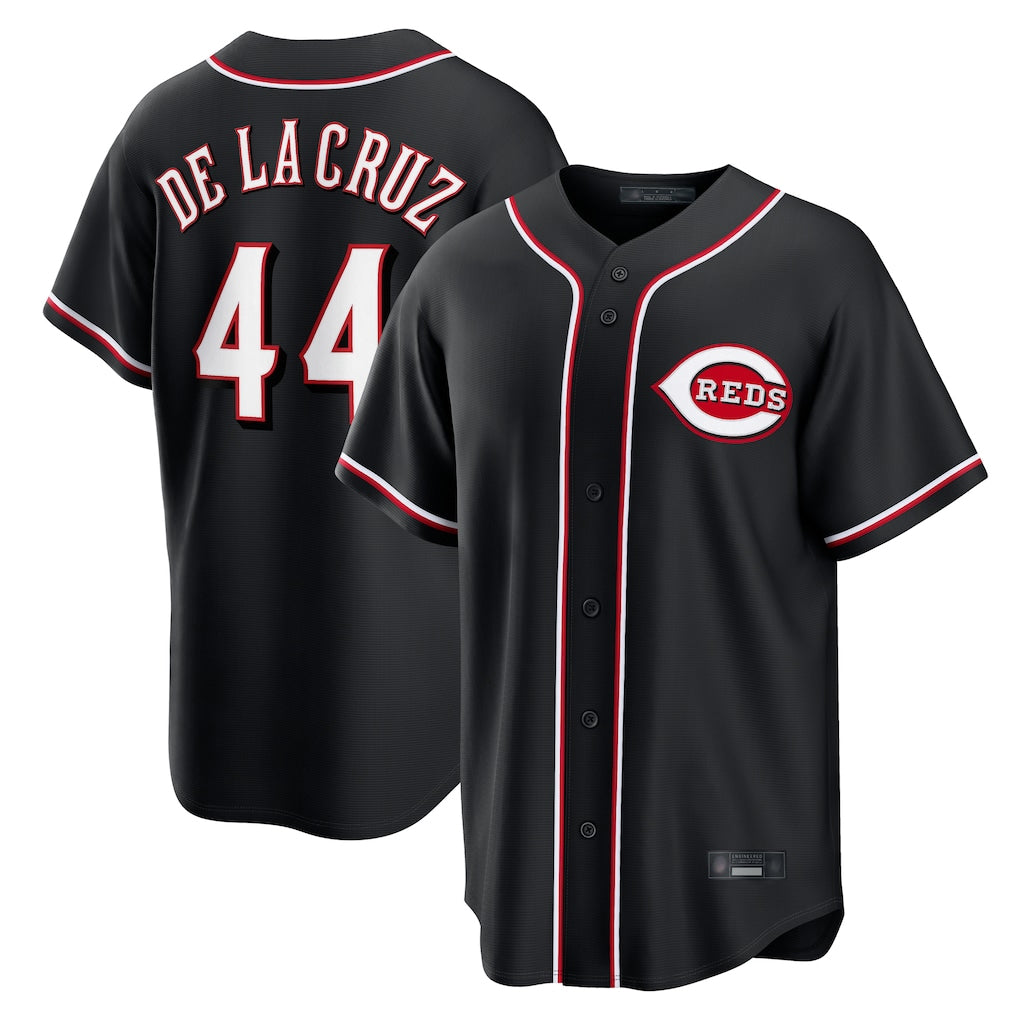 Arlishia C.Reds #44 Elly De La Cruz Player Black Fashion Out Home Game Stitched Jerseys