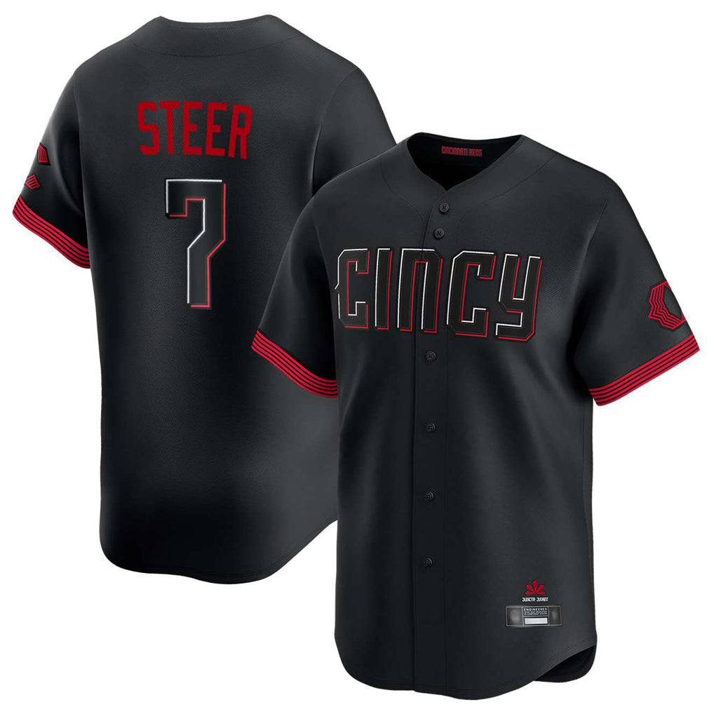 Arlishia C.Reds #7 Spencer Steer Player Black City Connect Home Limited Stitched Jerseys