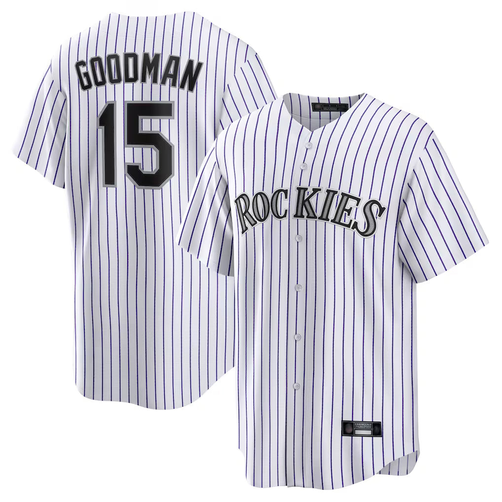 Arlishia C.Rockies #15 Hunter Goodman Player White Game Home Stitched Jerseys