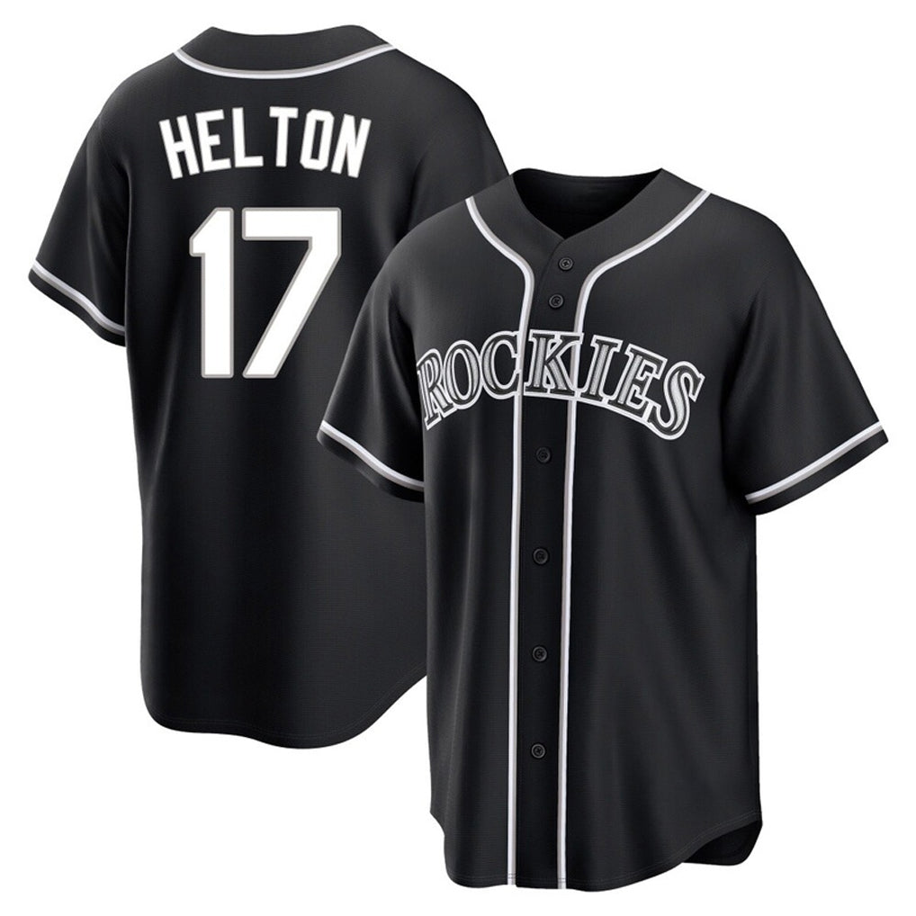 Arlishia C.Rockies #17 Todd Helton Player Black Fashion Out Home Game Stitched Jerseys