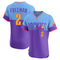 Arlishia C.Rockies #2 Tyler Freeman Player Purple-Light Blue City Connect Limited Elite Home T-shirt Stitched Jerseys