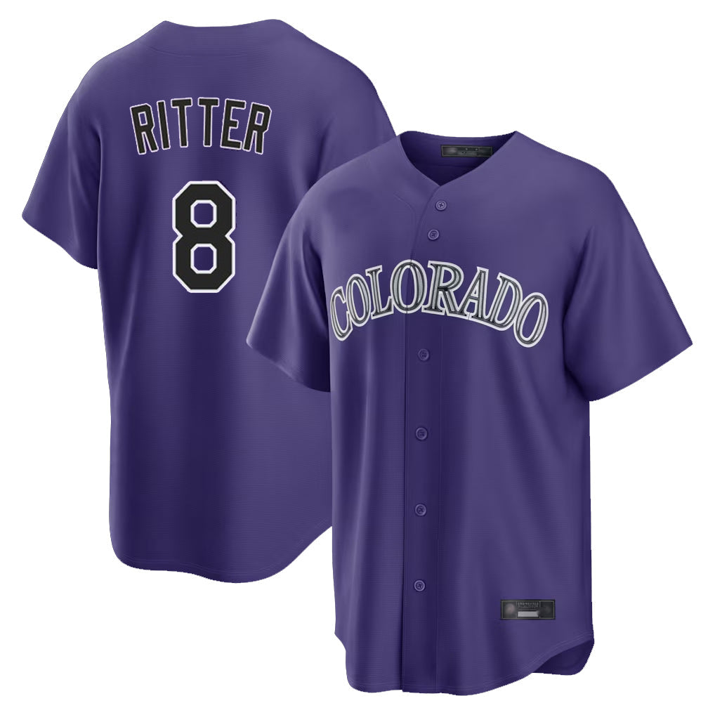 Johmsee C.Rockies #8 Ryan Ritter Player Purple Game Home Stitched Jerseys