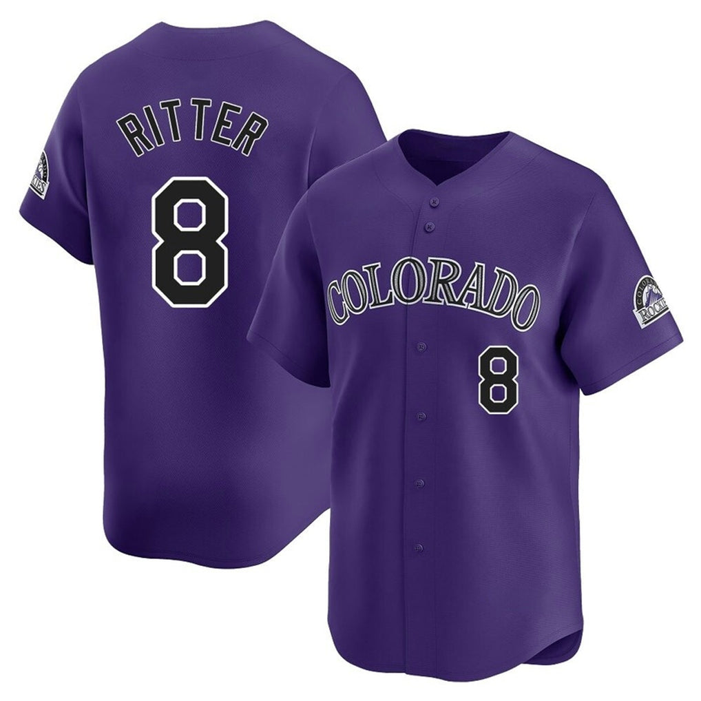 Johmsee C.Rockies #8 Ryan Ritter Player Purple Limited Home Stitched Jerseys