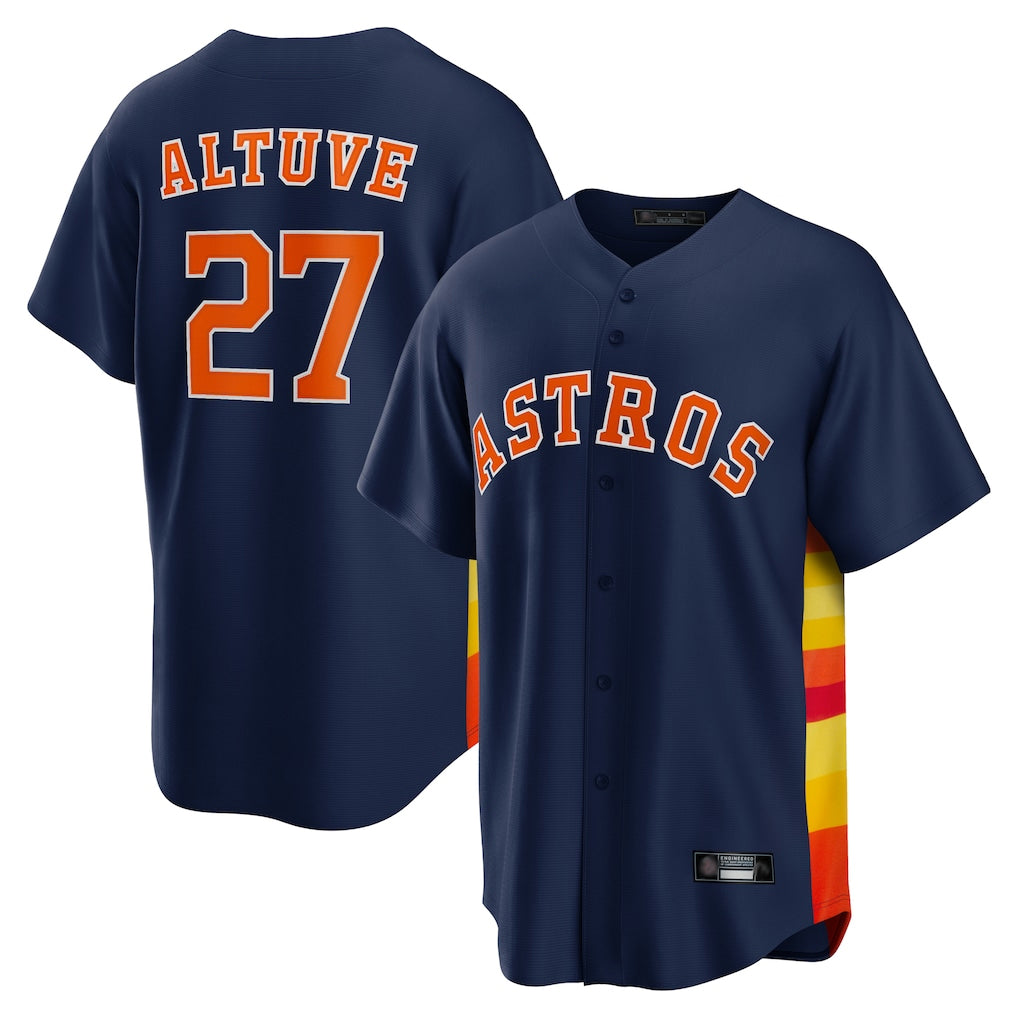 Arlishia H.Astros #27 Jose Altuve Player Navy Home Game Stitched Jerseys