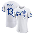 Arlishia KC.Royals #13 Salvador Perez Player White Limited Elite Home Game Stitched Jerseys