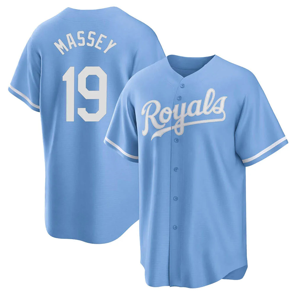 Arlishia KC.Royals #19 Michael Massey Player Light Blue Home Game Stitched Jerseys