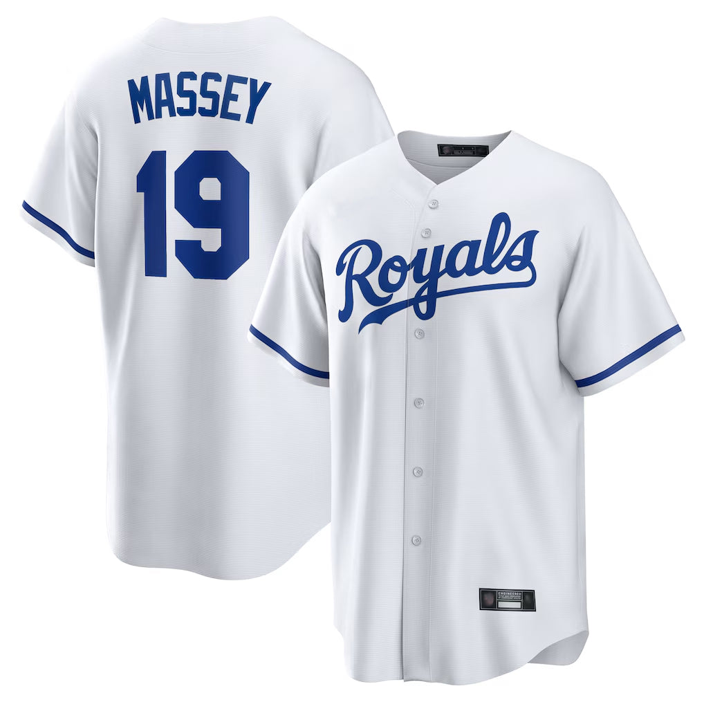 Arlishia KC.Royals #19 Michael Massey Player White Home Game Stitched Jerseys