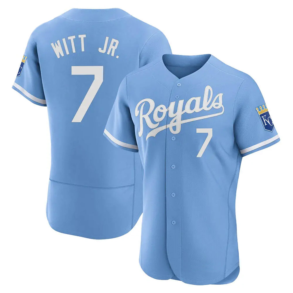 Arlishia KC.Royals #7 Bobby Witt Jr. Player Light Blue Alt Limited Elite Home Stitched Jerseys