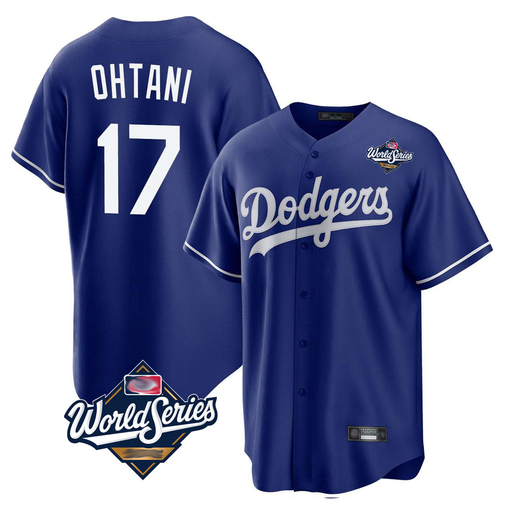 Arlishia LA.Dodgers #17 Shohei Ohtani Player Royal World Series Home Game Stitched Jerseys