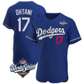 Arlishia LA.Dodgers #17 Shohei Ohtani Player Royal World Series Limited Elite Home Stitched Jerseys