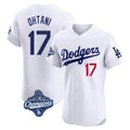 Arlishia LA.Dodgers #17 Shohei Ohtani Player White World Series Meet Limited Elite Home Stitched Jerseys