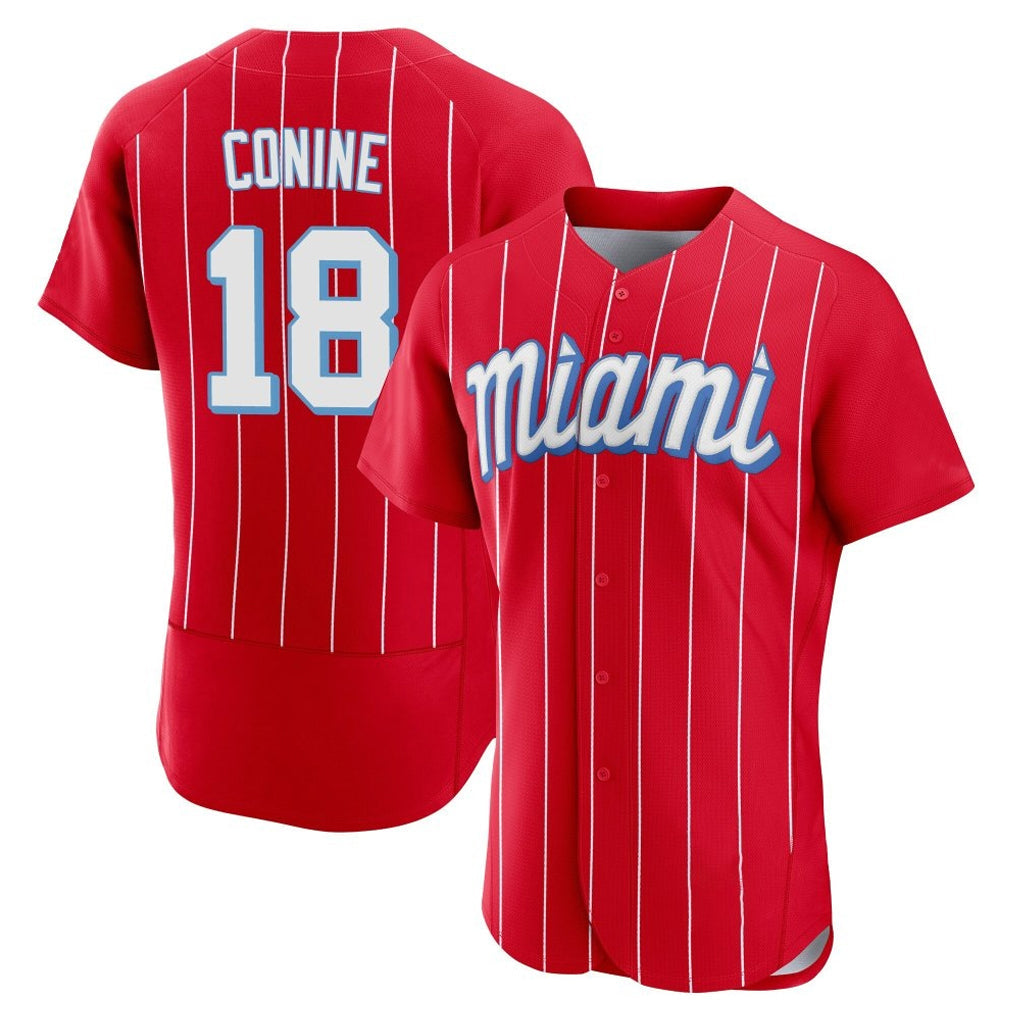 Arlishia M.Marlins #18 Griffin Conine Player Red City Connect Home Limited Elite Stitched Jerseys