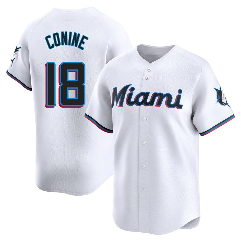 Arlishia M.Marlins #18 Griffin Conine Player White Home Limited Stitched Jerseys