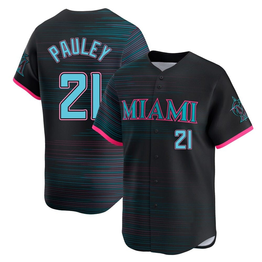 Arlishia M.Marlins #21 Graham Pauley Player Black City Connect Home Limited Stitched Jerseys