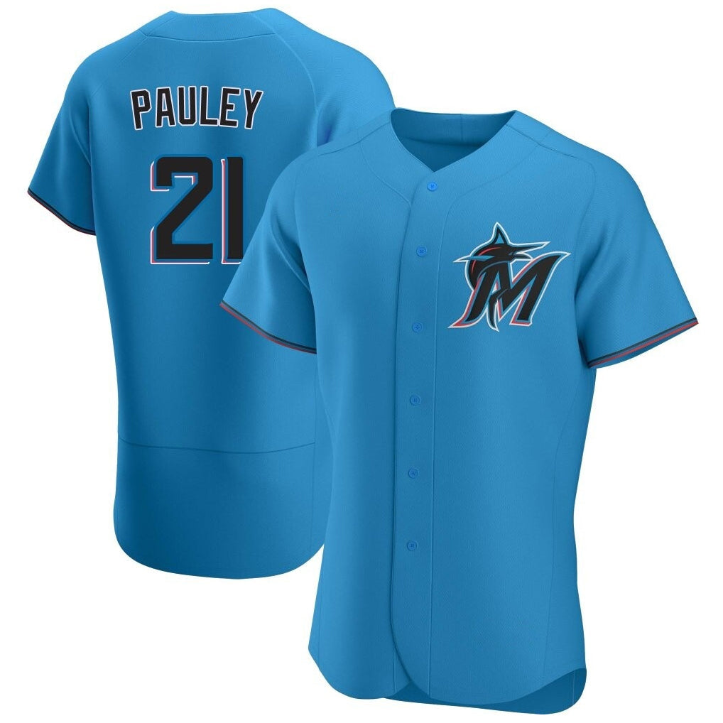 Arlishia M.Marlins #21 Graham Pauley Player Blue Home Limited Elite Stitched Jerseys