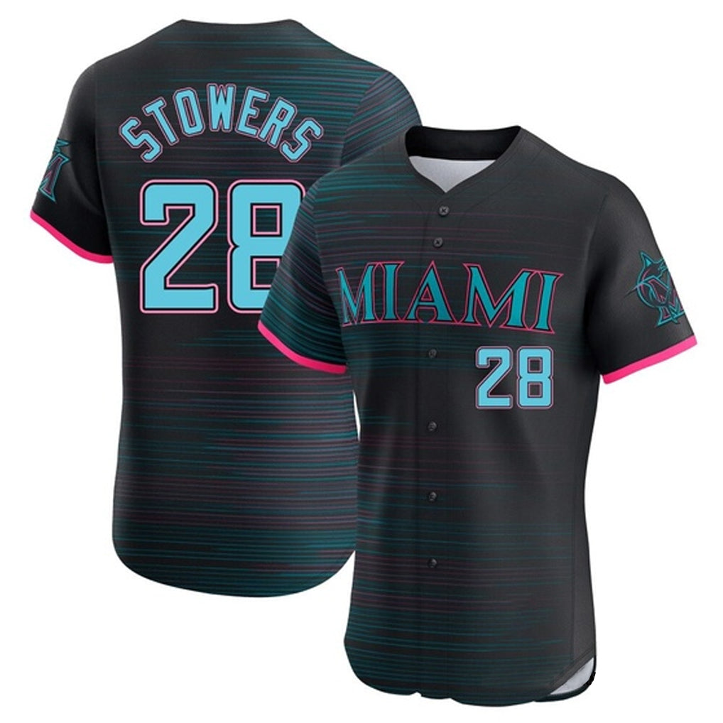 Arlishia M.Marlins #28 Kyle Stowers Player Black City Connect Home Limited Elite Stitched Jerseys