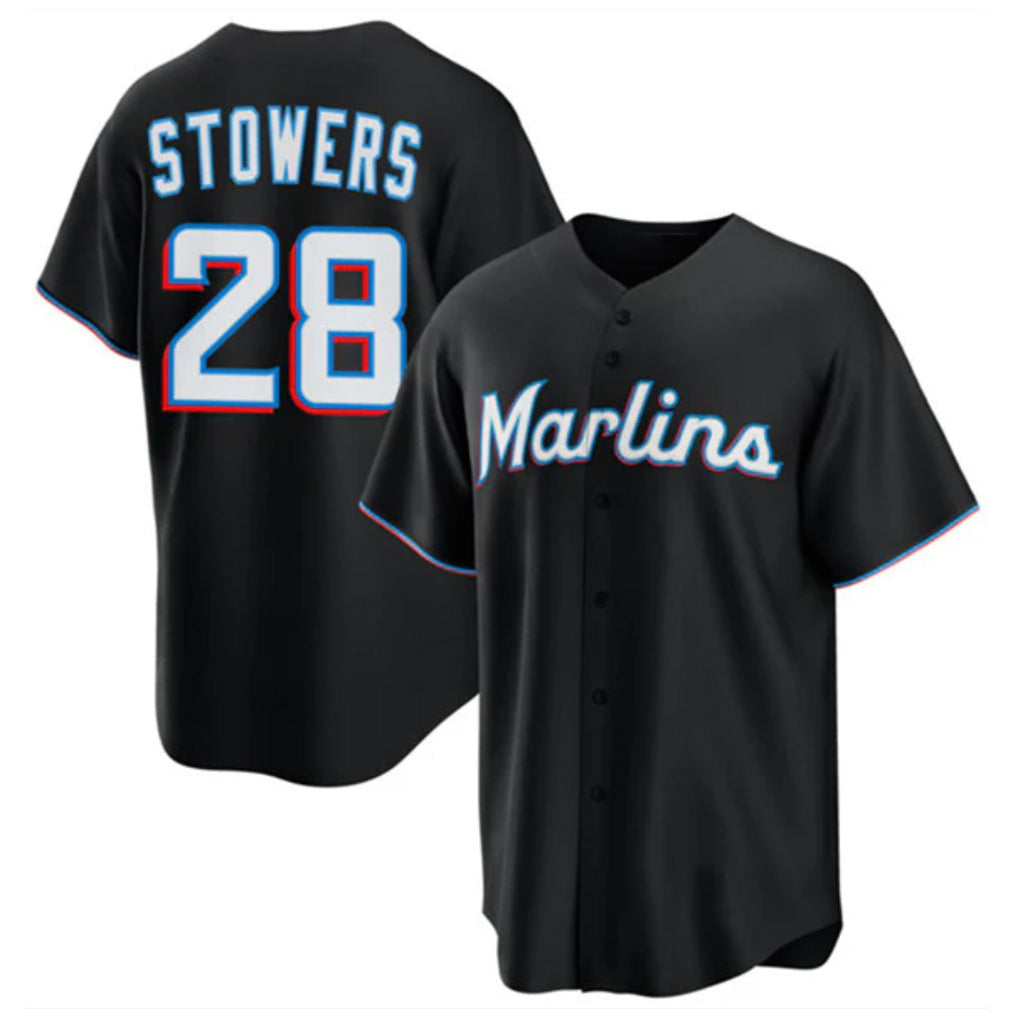 Arlishia M.Marlins #28 Kyle Stowers Player Black  Home Game Stitched Jerseys
