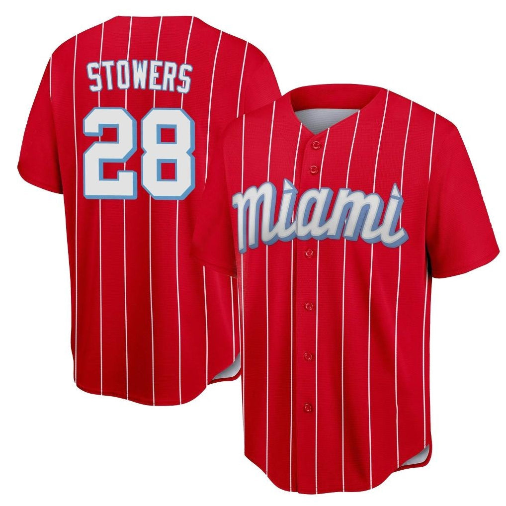 Arlishia M.Marlins #28 Kyle Stowers Player Red City Connect Home Game Stitched Jerseys