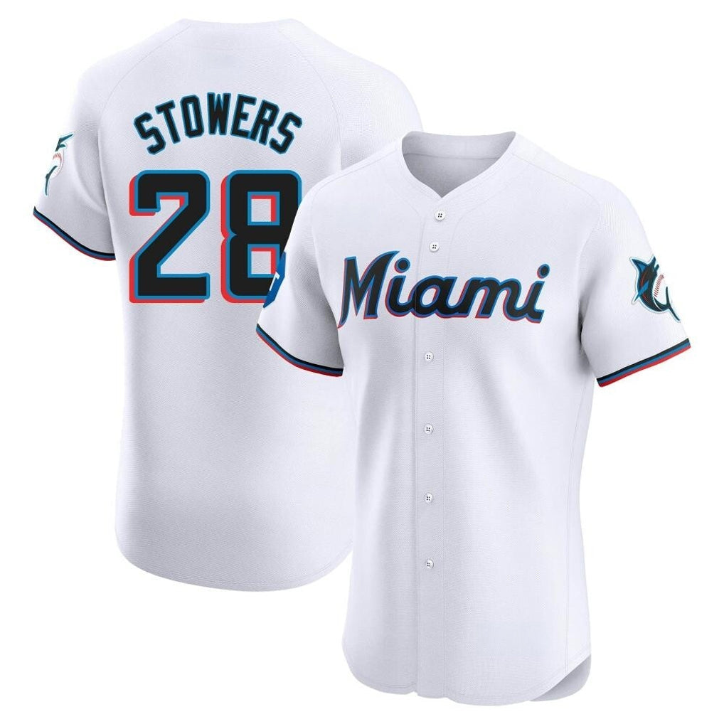 Arlishia M.Marlins #28 Kyle Stowers Player White  Home Limited Elite Stitched Jerseys