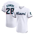 Arlishia M.Marlins #28 Kyle Stowers Player White  Home Limited Elite Stitched Jerseys