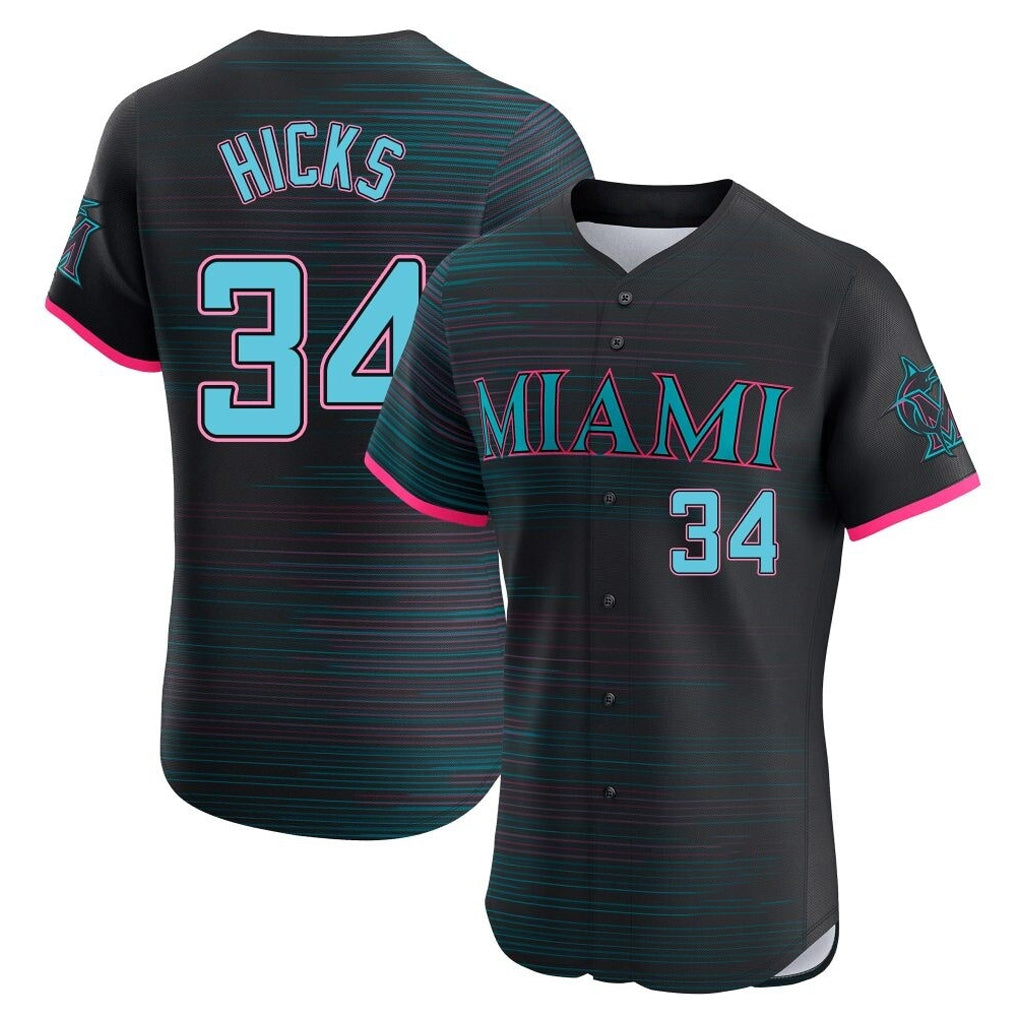 Arlishia M.Marlins #34 Liam Hicks Player Black City Connect Home Limited Elite Stitched Jerseys
