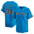 Arlishia M.Marlins #34 Liam Hicks Player Blue Home Limited Stitched Jerseys
