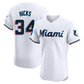 Arlishia M.Marlins #34 Liam Hicks Player White  Home Limited Elite Stitched Jerseys