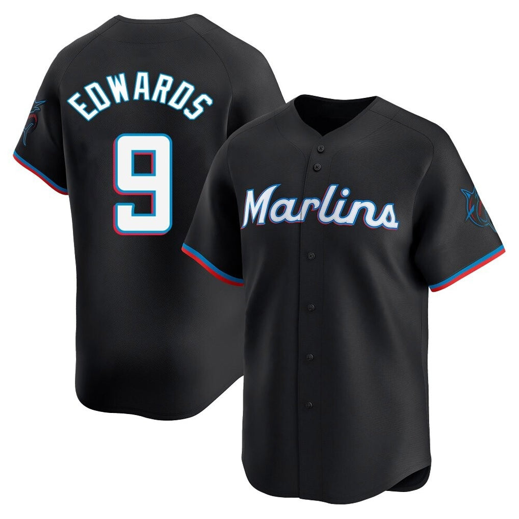 Arlishia M.Marlins #9 Xavier Edwards Player Black  Home Limited Stitched Jerseys