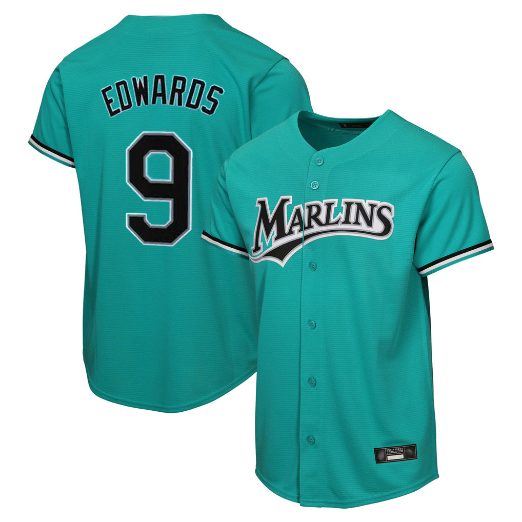 Arlishia M.Marlins #9 Xavier Edwards Player Teal Home Game Stitched Jerseys