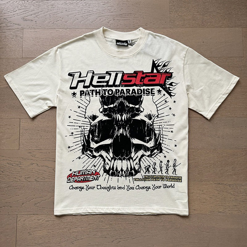 American brand washed distressed letter T-shirt