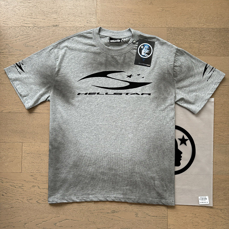 American brand washed distressed letter T-shirt