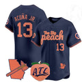 Arlishia A.Braves #13 Ronald Acuna Jr. NavyThe Big Peach Vapor Stitches Personalized Jersey
